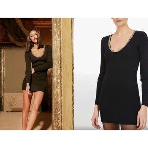 Generation Love Black Ribbed Dolly Chain Sweater Mini Dress Size S NWT Stretch